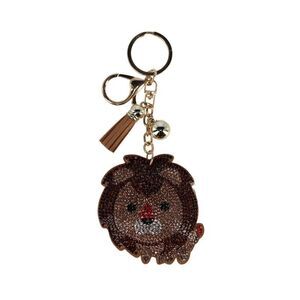 CTM Women's Glitter Brown Lion Tassel Bag Charm